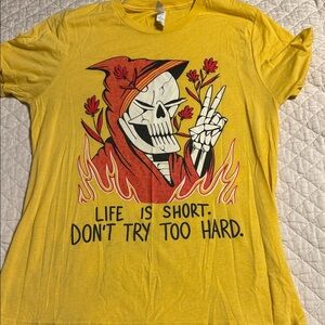 Yellow Short Sleeve Graphic Tee - "Life Is Short"